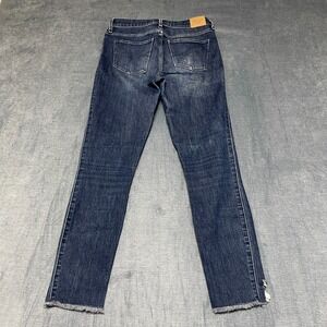 Abercrombie & Fitch Ankle Jeans Womens 4/27 Blue Denim Cotton High Rise Raw Hem